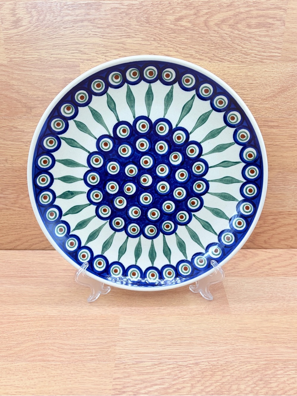 Boleslawiec Polish Pottery 10” Dinner Plate Peacock Eye Hand Made Poland #506
